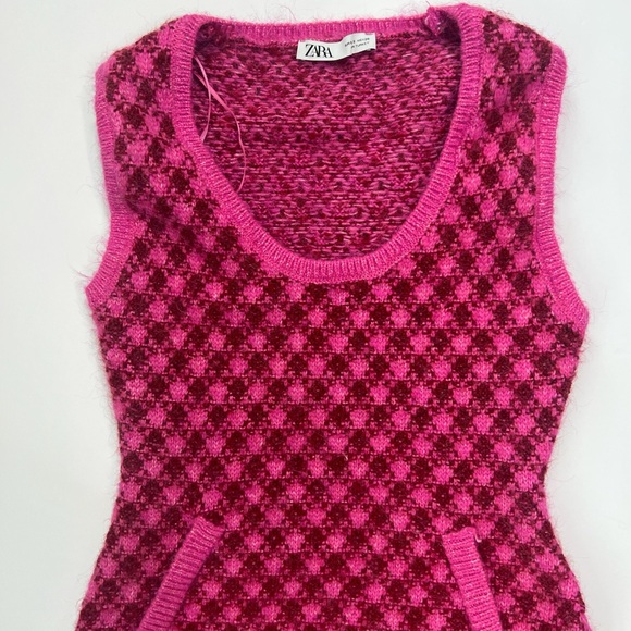 Zara Dress Woman’s Size Small Dark light pink dress mini dress 80s with pockets - Picture 8 of 8